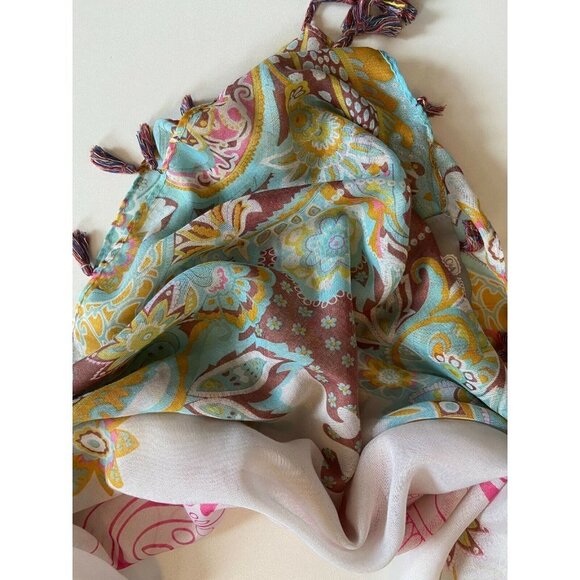 One Size Floral Print Women Squared Scarf - Picture 4 of 4